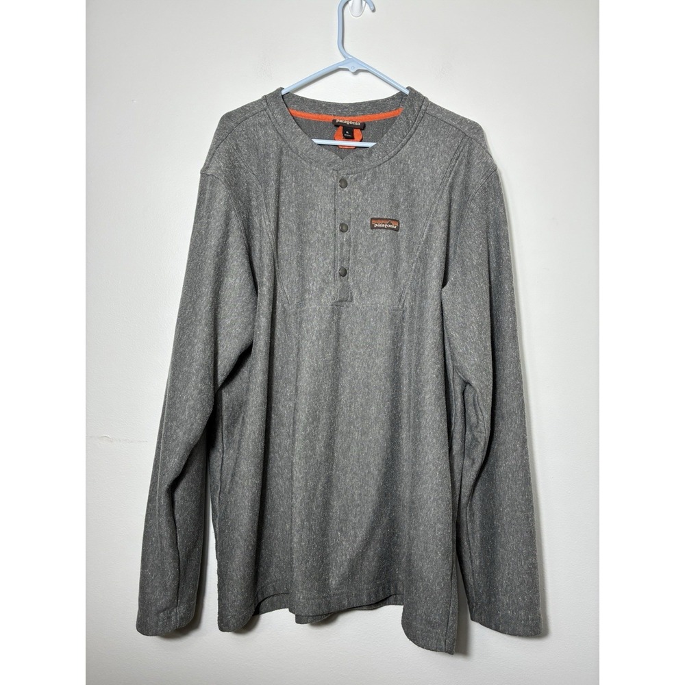 Vintage Patagonia Henley Sweater Men's XL Gray Pullover Classic Outdoor Hiking